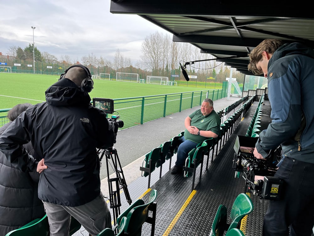 client testimonial video being filmed